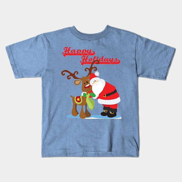 Rudolf and Santa Clause Kids T-Shirt by otakuscene